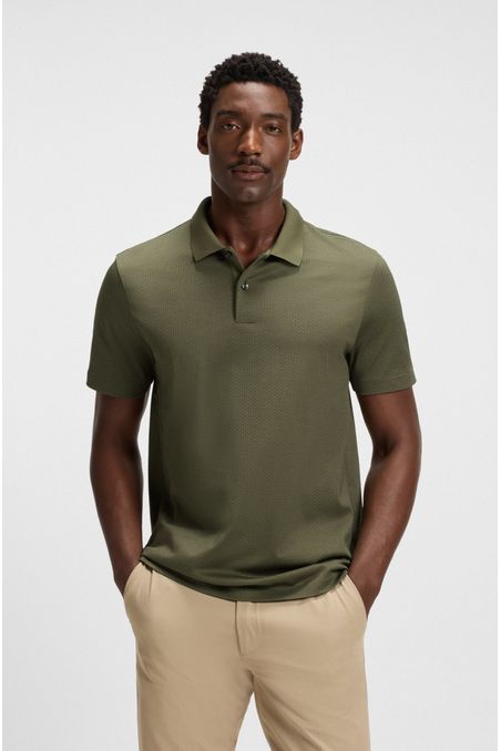 POLO DE ALGODÓN MERCERIZADO CON JACQUARD GEOMÉTRICO POLO REGULAR FIT HOMBRE