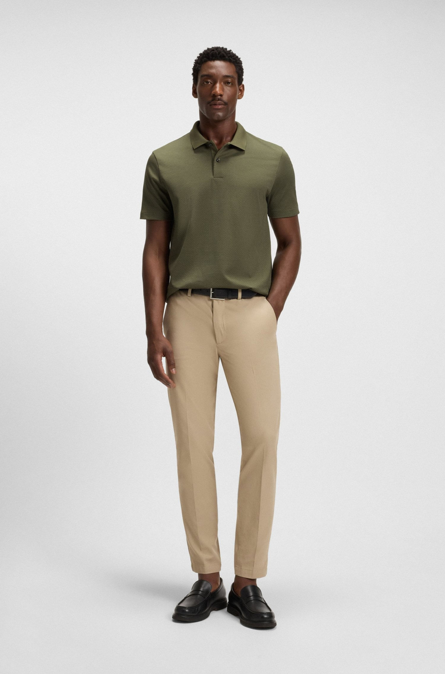 POLO DE ALGODÓN MERCERIZADO CON JACQUARD GEOMÉTRICO POLO REGULAR FIT HOMBRE