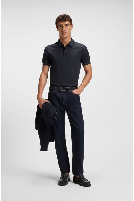 POLO SLIM FIT DE ALGODÓN MERCERIZADO CON DETALLES ESTRUCTURADOS POLO SLIM FIT HOMBRE